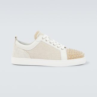 acheter du luxe Christian Louboutin Baskets en toile Louis Junior Spikes neutres