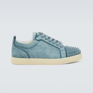 acheter du luxe Christian Louboutin Louis Junior Spikes baskets en daim bleu