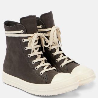 acheter du luxe Rick Owens Baskets montantes en daim Geobasket gris