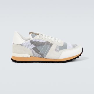 acheter du luxe Valentino Garavani Baskets Rockrunner en cuir blanc