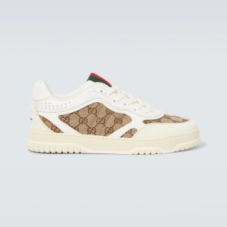 acheter un designer Gucci Baskets en toile Gucci Re-Web GG blanches