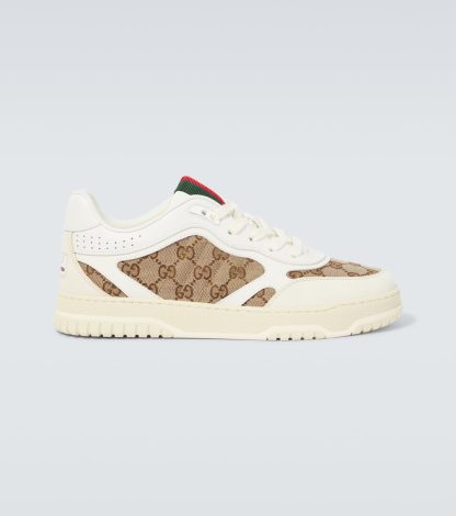 acheter un designer Gucci Baskets en toile Gucci Re-Web GG blanches