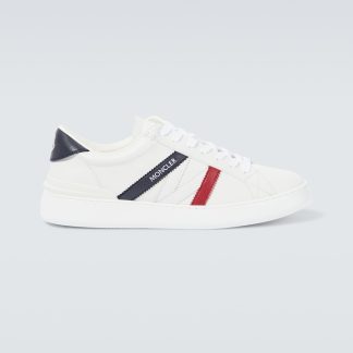 acheter un designer Moncler Baskets Monaco en simili-cuir blanc