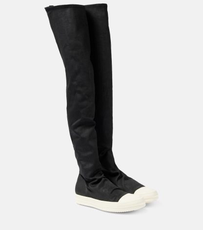 acheter un designer Rick Owens Baskets over-the-knee en denim noir