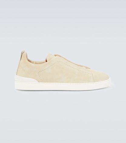 acheter un designer Zegna Baskets en daim Triple Stitch beige