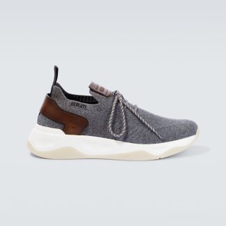 créateur de contrefaçons Berluti Baskets Shadow en tricot de cachemire gris