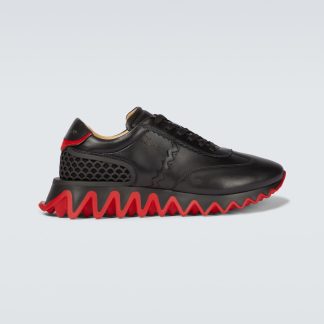 créateur de contrefaçons Christian Louboutin Baskets en cuir Loubishark noir