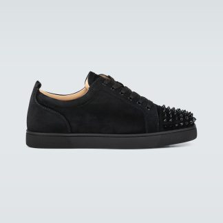 créateur de contrefaçons Christian Louboutin Louis Junior Spikes baskets en cuir noir