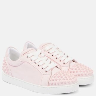 créateur de contrefaçons Christian Louboutin Vieira 2 baskets en cuir clouté rose