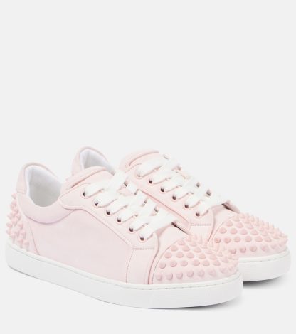 créateur de contrefaçons Christian Louboutin Vieira 2 baskets en cuir clouté rose