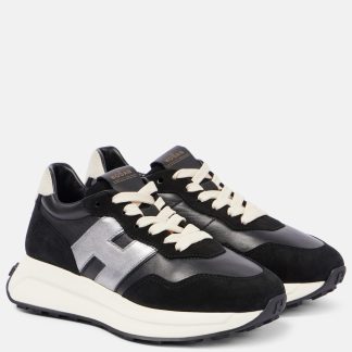 créateur de contrefaçons Hogan H Patch sneakers en daim noir