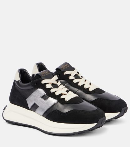 créateur de contrefaçons Hogan H Patch sneakers en daim noir