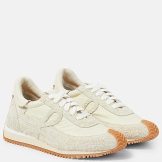 créateur de contrefaçons Loewe Baskets Flow Runner en daim blanc