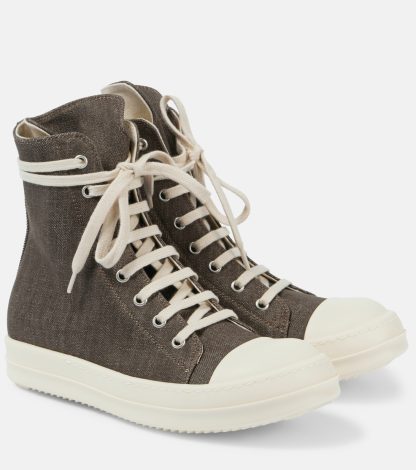 créateur de contrefaçons Rick Owens DRKSHDW Baskets montantes en denim vertes