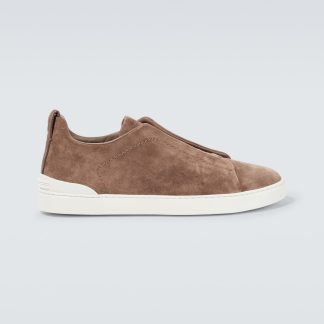 luxe bon marché Zegna Baskets en daim Triple Stitch beige