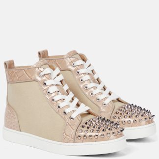 créateur de mode Christian Louboutin Baskets en toile Lou Spikes beige