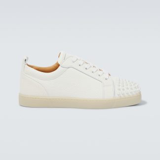 créateur de mode Christian Louboutin Louis Junior Spikes baskets en cuir blanc