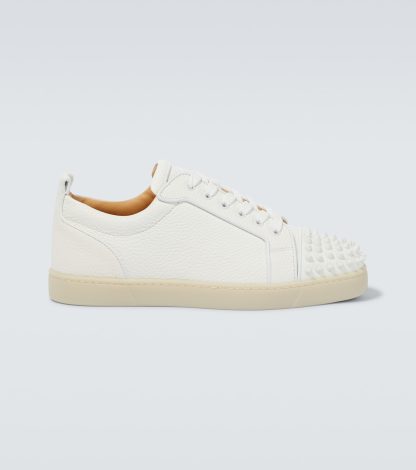 créateur de mode Christian Louboutin Louis Junior Spikes baskets en cuir blanc