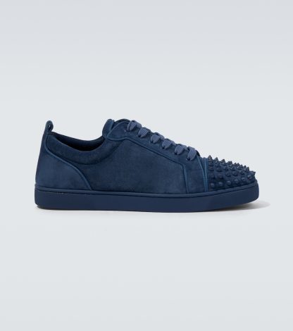 créateur de mode Christian Louboutin Louis Junior Spikes baskets en daim bleu