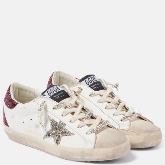 créateur de mode Golden Goose Baskets Super-Star en cuir embelli blanc