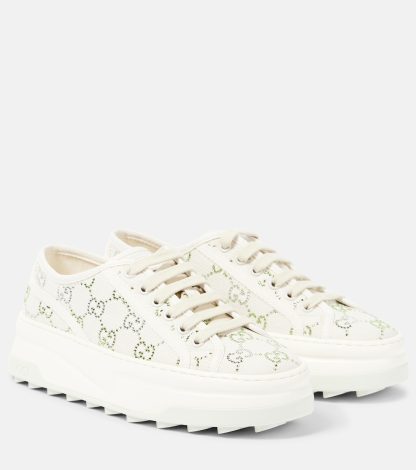 créateur de mode Gucci Gucci Tennis 1977 GG Crystal sneakers blanc