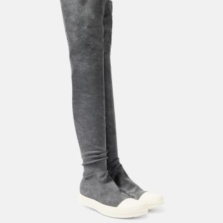 créateur de mode Rick Owens DRKSHDW High Sock denim over-the-knee boots gris