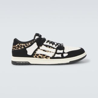 créateur en gros Amiri Leopard Skel Top Baskets basses en cuir multicolores