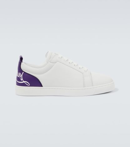 créateur en gros Christian Louboutin Fun Louis Junior baskets en cuir blanc