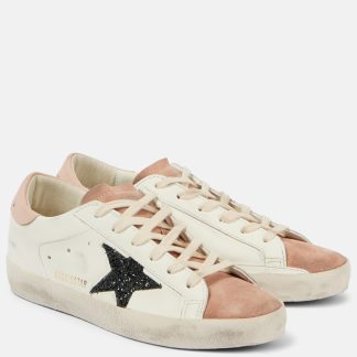 créateur en gros Golden Goose Baskets Super Star en cuir pailleté blanc