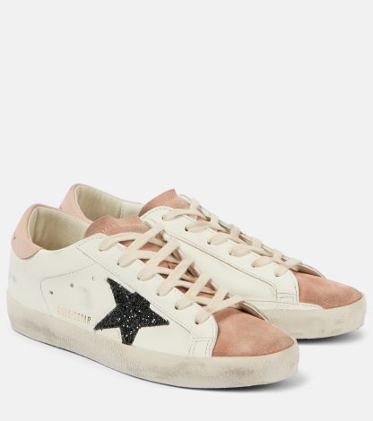 créateur en gros Golden Goose Baskets Super Star en cuir pailleté blanc