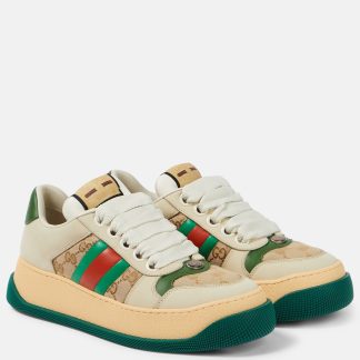 créateur en gros Gucci Baskets en cuir Screener multicolores