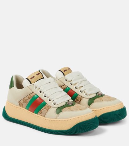 créateur en gros Gucci Baskets en cuir Screener multicolores