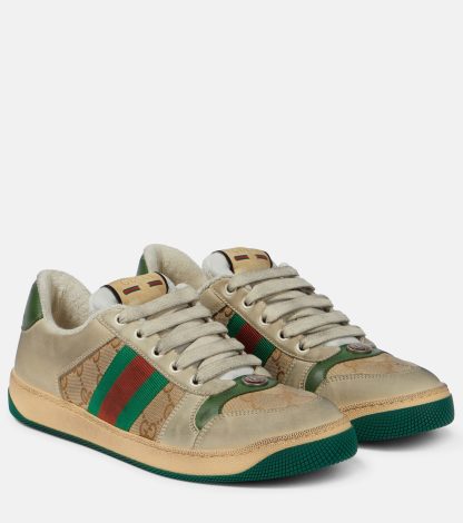 créateur en gros Gucci Baskets en cuir beige Screener