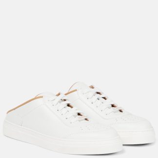 créateur en gros Max Mara Baskets en cuir blanc