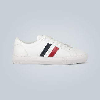 créateur en gros Moncler New Monaco baskets en cuir blanc