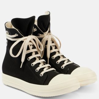 créateur en gros Rick Owens Baskets montantes en denim noir