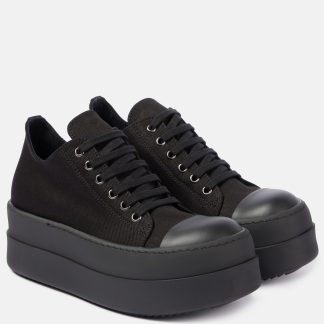 créateur en gros Rick Owens DRKSHDW Baskets à plateforme en denim Double Bumper noir