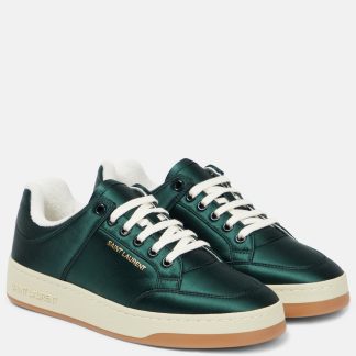 créateur en gros Saint Laurent Baskets en satin SL/61 vertes