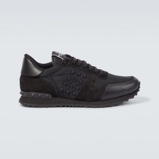 créateur en gros Valentino Garavani Baskets Rockstud en cuir noir