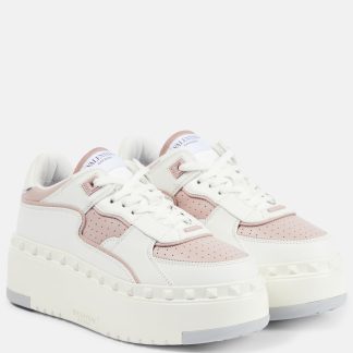 créateur en gros Valentino Garavani Baskets à plateforme en cuir Freedots XL blanc