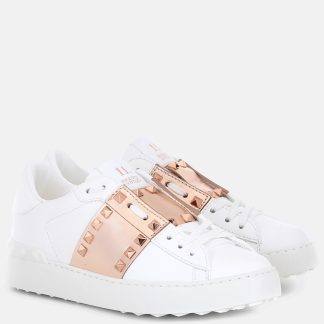 créateur en gros Valentino Garavani Valentino Garavani Rockstud Untitled baskets en cuir blanc