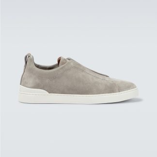 créateur en gros Zegna Baskets en daim Triple Stitch gris