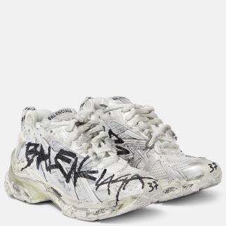 designer bon marché Balenciaga Baskets Runner Graffiti en cuir blanc