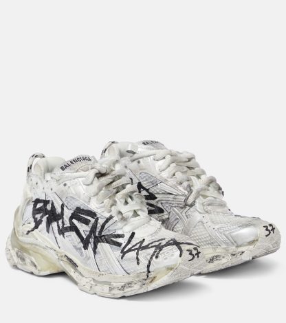 designer bon marché Balenciaga Baskets Runner Graffiti en cuir blanc