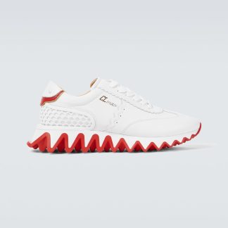 designer bon marché Christian Louboutin Baskets en cuir Loubishark blanc