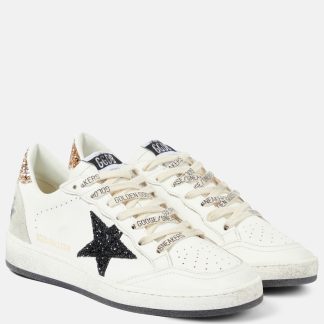 designer bon marché Golden Goose Baskets Ball Star en cuir pailleté blanc