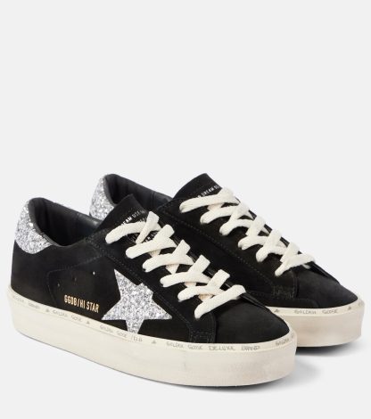 designer bon marché Golden Goose Baskets en daim à paillettes Hi Star noir