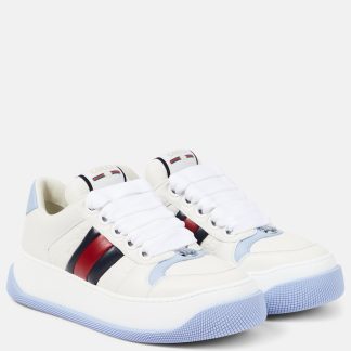 designer bon marché Gucci Baskets à double écran garnies de cuir multicolore