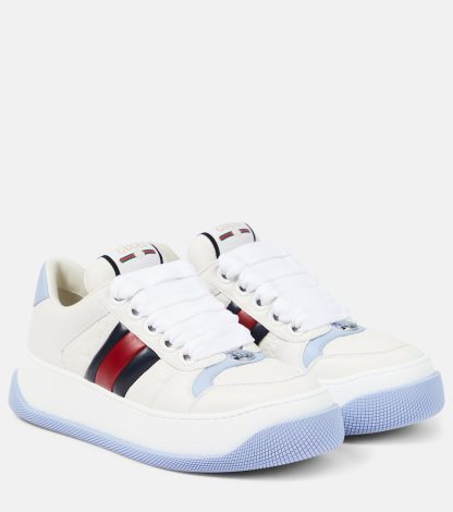 designer bon marché Gucci Baskets à double écran garnies de cuir multicolore