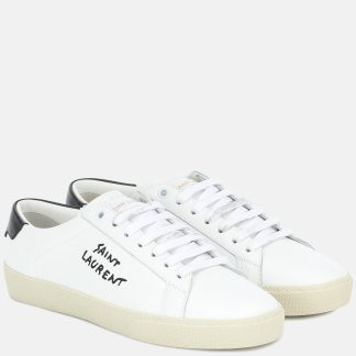 designer bon marché Saint Laurent Baskets Court Classic en cuir blanc